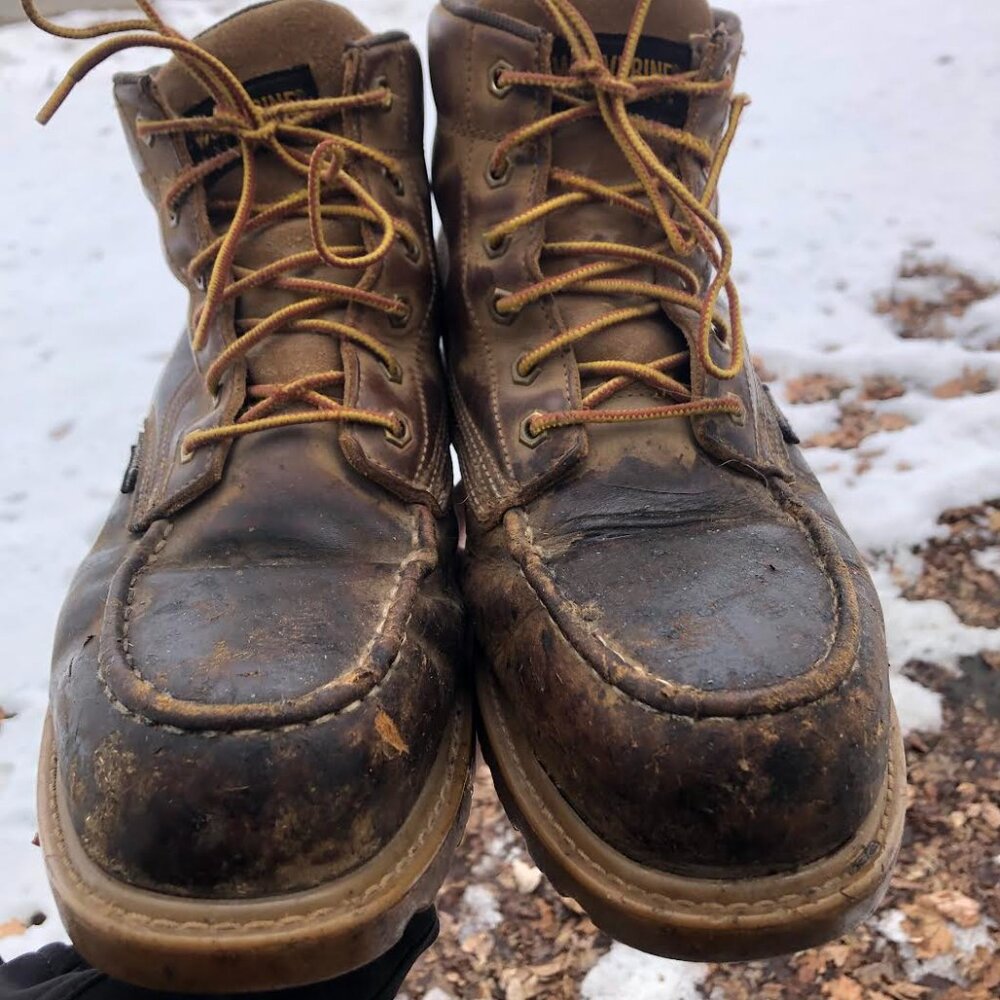 Wolverine 11M Leather Boots Nice Patina USA Size 11M Stock NO: W221049 Steel Toe